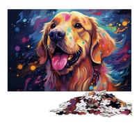 Jigsaw Puzzles 1000 Pieces for Adults Colorful Psychedelic Art of Golden Retrievers Challenging Difficult Puzzle A Work of Art for Teens Age 14 Years Up 1000 PCS(75x50cm)