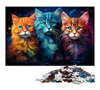Jigsaw Puzzles 1000 Pieces for Adults Colorful Psychedelic Cute Cat Puzzle Wall Decoration Great Gift for And Teenager Age 14 Years Up 1000 PCS(75x50cm)