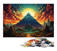 Jigsaw Puzzles 1000 Pieces for Adults Colorful Psychedelic Mayan Pyramids in The Desert Challenging Difficult Puzzle A Work of Art for Teens Age 14 Years Up 1000 PCS(38x26cm)