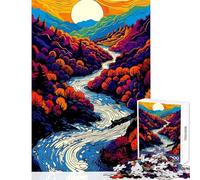 Jigsaw Puzzles 1000 Pieces for Adults Colorful River Landscape with Rising Sun Brain Teaser Game Difficult Hard Educational Toy Birthday Present, Gifts, (50x75cm)