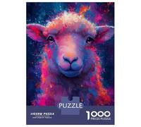 Jigsaw Puzzles 1000 Pieces for Adults Colorful Sheep Pop Art Style Portrait Puzzles for Adults DIY Toys Home Decoration Help The Brain Exercise 52x38cm/1000pcs