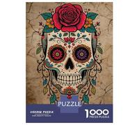Jigsaw Puzzles 1000 Pieces for Adults Colorful Sugar Skull with Floral Accents Puzzles for Adults Fun Games Improve Memory Deal As Gifts for The Whole Family 70x50cm/1000pcs