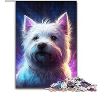 Jigsaw Puzzles 1000 Pieces for Adults Colorful West Highland Terrier Made of Wood, Making It A Great Gift for Family Fun 50x75cm for Holidays, Birthdays, And Family Game Nights