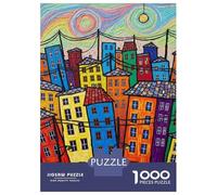 Jigsaw Puzzles 1000 Pieces for Adults Colorful Whimsical Cityscape Painting Puzzles for Adults Fun Games Improve Memory Deal As Gifts for The Whole Family 70x50cm/1000pcs