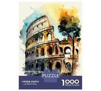 Jigsaw Puzzles 1000 Pieces for Adults Colosseum Charm Watercolor Adult Jigsaw Relax Games Difficult Challenge Help The Brain Exercise 52x38cm/1000pcs
