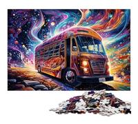 Jigsaw Puzzles 1000 Pieces for Adults Colour Art Bus Wooden Jigsaw Puzzles Brain Challenge Game for Teenagers & Family Interaction 50x75CM/19.68x29.52inch