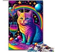Jigsaw Puzzles 1000 Pieces for Adults Colourful Cats Made of Wood, Perfect DIY Art Decor Or Birthday Gift 50x75cm for Birthday Holiday Christmas