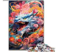 Jigsaw Puzzles 1000 Pieces for Adults Colourful Graffiti Flying Dragon Made of Wood, Unique DIY Home Decor Gift Idea 50x75cm Brain Teaser Game for Teenagers, Perfect