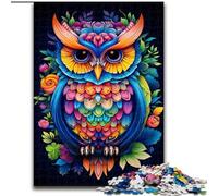 Jigsaw Puzzles 1000 Pieces for Adults Colourful Owl Art Made of Wood, Making It A Great Gift for Family Fun 50x75cm for Holidays, Birthdays, And Family Game Nights