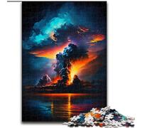 Jigsaw Puzzles 1000 Pieces for Adults Colourful Psychedelic Volcanoes Made of Wood, Unique DIY Home Decor Gift Idea 50x75cm Brain Teaser Game for Teenagers, Perfect