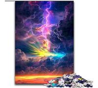Jigsaw Puzzles 1000 Pieces for Adults Colourful Rainbow Clouds Made of Wood, Unique DIY Home Decor Gift Idea 50x75cm Brain Teaser Game for Teenagers, Perfect