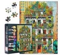 Jigsaw Puzzles 1000 Pieces for Adults - Contemporary Multi-Story Building with Lush Balcony Greenery, 1000 Piece Jigsaw Puzzle for Adults, Urban Vertical Garden Art(27.5x19.7 in)