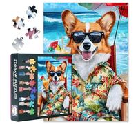 Jigsaw Puzzles 1000 Pieces for Adults Corgi 1000 Piece Puzzle Corgi on the Beach Challenging Puzzles Suitable for Game Nights Adult and Adolescent Family Toy Size : 50x70cm