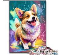 Jigsaw Puzzles 1000 Pieces for Adults Corgi Dog Made of Wood, Unique DIY Home Decor Gift Idea 50x75cm Brain Teaser Game for Teenagers, Perfect