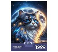 Jigsaw Puzzles 1000 Pieces for Adults Cosmic Cat Moon Art Print Puzzle for Adults Hands-on Game Improve Memory Deal As Gifts for The Whole Family 70x50cm/1000pcs