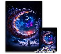 Jigsaw Puzzles 1000 Pieces for Adults Cosmic Dream Moon Wooden Puzzles for Travel Lovers & Couples, Challenging Toy 50x75CM/19.68x29.52inch