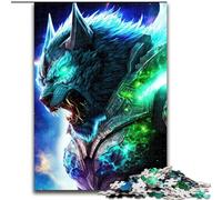 Jigsaw Puzzles 1000 Pieces for Adults Cosmic Warrior Wolf Wooden Jigsaw Puzzles Teenager Stress Reduction Cool Unique Gift for Family (Size 26x38cm)