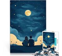 Jigsaw Puzzles 1000 Pieces for Adults Couple Under the Moon Staycation: Zeit totschlagen Eltern-Kind-Interaktion75x50cm