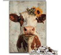 Jigsaw Puzzles 1000 Pieces for Adults Cows And Sunflowers cardboard Jigsaw Puzzles for Adults Challenging Brain Teaser for Teenager, Family Game Night Fun (Size 26x38cm)