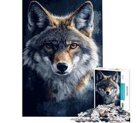 Jigsaw Puzzles 1000 Pieces for Adults Coyote Portrait on Dark Background Difficult And Challenge Difficult Hard Educational Toy for 14+ Puzzle Game Offered (38x26cm)