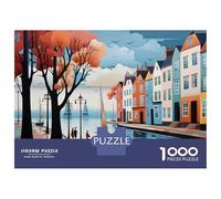 Jigsaw Puzzles 1000 Pieces for Adults Cozy Canal Side Walkway Adult Jigsaw Toy Wall Decor Home Decoration Deal As Gifts for The Whole Family 70x50cm/1000pcs