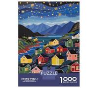 Jigsaw Puzzles 1000 Pieces for Adults Cozy Village by The Sea Jigsaws for Adults Relax Games Improve Memory Stress Reduction Gifts 70x50cm/1000pcs