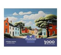 Jigsaw Puzzles 1000 Pieces for Adults Cozy Village Scene with People Walking Adult Jigsaw Toy Wall Decor Home Decoration Deal As Gifts for The Whole Family 52x38cm/1000pcs