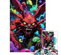 Jigsaw Puzzles 1000 Pieces for Adults Creepy Red Monster with Floating Eyeballs Jigsaw Puzzle Toy Wall Decor Wall Decoration Unique Birthday And Gifts (Size 38x26cm)