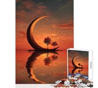 Jigsaw Puzzles 1000 Pieces for Adults Crescent Moon Island at Sunset Educational Toy Gift For Birthdays Relaxing Games Artists Collection, Fine Art Size 38x52cm