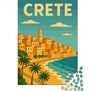 Jigsaw Puzzles 1000 Pieces for Adults Crete Travel Puzzle for Adults Woodenboard Puzzles Family Decoration 1000pcs (75x50cm)