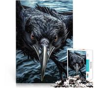 Jigsaw Puzzles 1000 Pieces for Adults curious raven flying Made of cardboard Suitable for ages 14 and up Family Fun It is ideal as a gift for the whole family。size:38x52cm/14.96x20.47inch