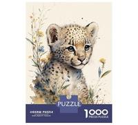 Jigsaw Puzzles 1000 Pieces for Adults Cute Baby Cheetah Painting Puzzle for Adults Toy Wall Decor Hand Speed Race Stress Reduction Gifts 70x50cm/1000pcs