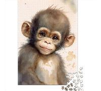 Jigsaw Puzzles 1000 Pieces for Adults Cute Baby Monkey Painting Puzzle for Adults Wooden Board Puzzles Family Decoration 1000pcs (75x50cm)