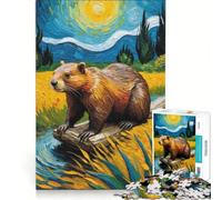 Jigsaw Puzzles 1000 Pieces for Adults Cute Beaver, Impossible Game, Challenging To Complete, for Is Ideal As A Gift 38x26cm