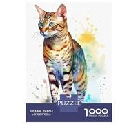 Jigsaw Puzzles 1000 Pieces for Adults Cute Bengal Cat Painting Jigsaw Puzzle DIY Toys But Fun And Humorous Deal As Gifts for The Whole Family 52x38cm/1000pcs
