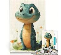 Jigsaw Puzzles 1000 Pieces for Adults Cute Cartoon Crocodile Illustration, Impossible Game, Challenging To Complete, for Is Ideal As A Gift 38x52cm