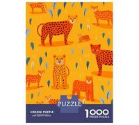 Jigsaw Puzzles 1000 Pieces for Adults Cute Cheetah Pack Adult Jigsaw Relax Games Difficult Challenge Help The Brain Exercise 70x50cm/1000pcs