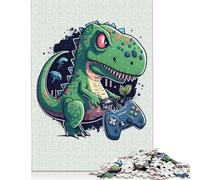 Jigsaw Puzzles 1000 Pieces for Adults Cute Dinosaur Gamer Poster, Picture, Metal Print, Paint by Sohail Rees Woodenboard Puzzles Family Decoration 1000pcs (75x50cm)