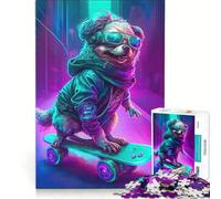 Jigsaw Puzzles 1000 Pieces for Adults Cute Dog Playing Skates, Impossible Game, Challenging To Complete, for Is Ideal As A Gift 38x26cm