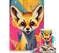 Jigsaw Puzzles 1000 Pieces for Adults Cute Fennec Fox Pop Art, Impossible Game, Challenging To Complete, for Is Ideal As A Gift 38x26cm