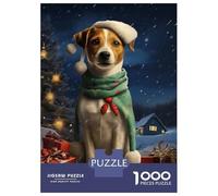 Jigsaw Puzzles 1000 Pieces for Adults Cute Jack Russell Xmas Jigsaws for Adults Fun Games Stress Reliever Help The Brain Exercise 70x50cm/1000pcs