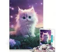 Jigsaw Puzzles 1000 Pieces for Adults Cute Kitten in A Magical Meadow, Relax Games, Pattern Assembly, Wishlist with Santa Claus 38x26cm