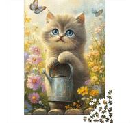 Jigsaw Puzzles 1000 Pieces for Adults Cute Kitten Woodenboard Puzzles Family Decoration 1000pcs (75x50cm)