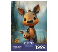 Jigsaw Puzzles 1000 Pieces for Adults Cute Moose Family Jigsaws for Adults Fun Games Stress Reliever Help The Brain Exercise 38x26cm/1000pcs