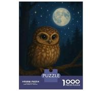 Jigsaw Puzzles 1000 Pieces for Adults Cute Owl Under Moonlight Puzzles for Adults DIY Toys Home Decoration Help The Brain Exercise 52x38cm/1000pcs