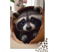Jigsaw Puzzles 1000 Pieces for Adults | Cute Raccoon 2 Puzzles | 1000 Piece Jigsaw Educational Games Home Decoration Puzzle 1000pcs (75x50cm)
