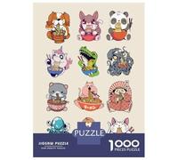Jigsaw Puzzles 1000 Pieces for Adults Cute Ramen Animals Jigsaw for Adults Fun Games Presents for Women Help The Brain Exercise 52x38cm/1000pcs