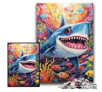 Jigsaw Puzzles 1000 Pieces for Adults Cute Shark Impossible Jigsaw Puzzles for Adults Size 50x75cm Brain Teaser, Adult Game, Family Interactive Activity