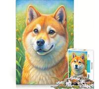 Jigsaw Puzzles 1000 Pieces for Adults Cute Shiba Inu Dog Breed, Impossible Game, Challenging To Complete, for Is Ideal As A Gift 38x52cm