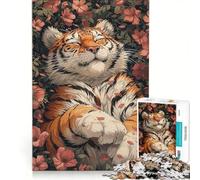 Jigsaw Puzzles 1000 Pieces for Adults Cute Tiger Sleeping Sakura, Impossible Game, Challenging To Complete, for Is Ideal As A Gift 50x75cm